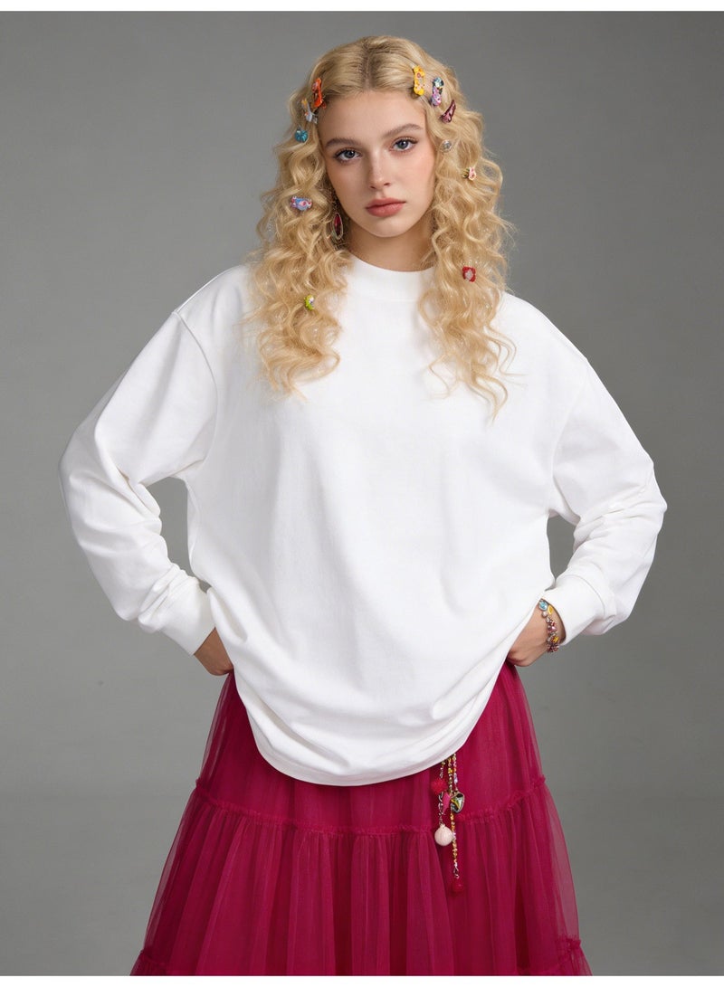 oversize 100% pure cotton long sleeve T-shirt | unisex casual basic T-shirt, suitable for daily and outdoor sports. - Image 5